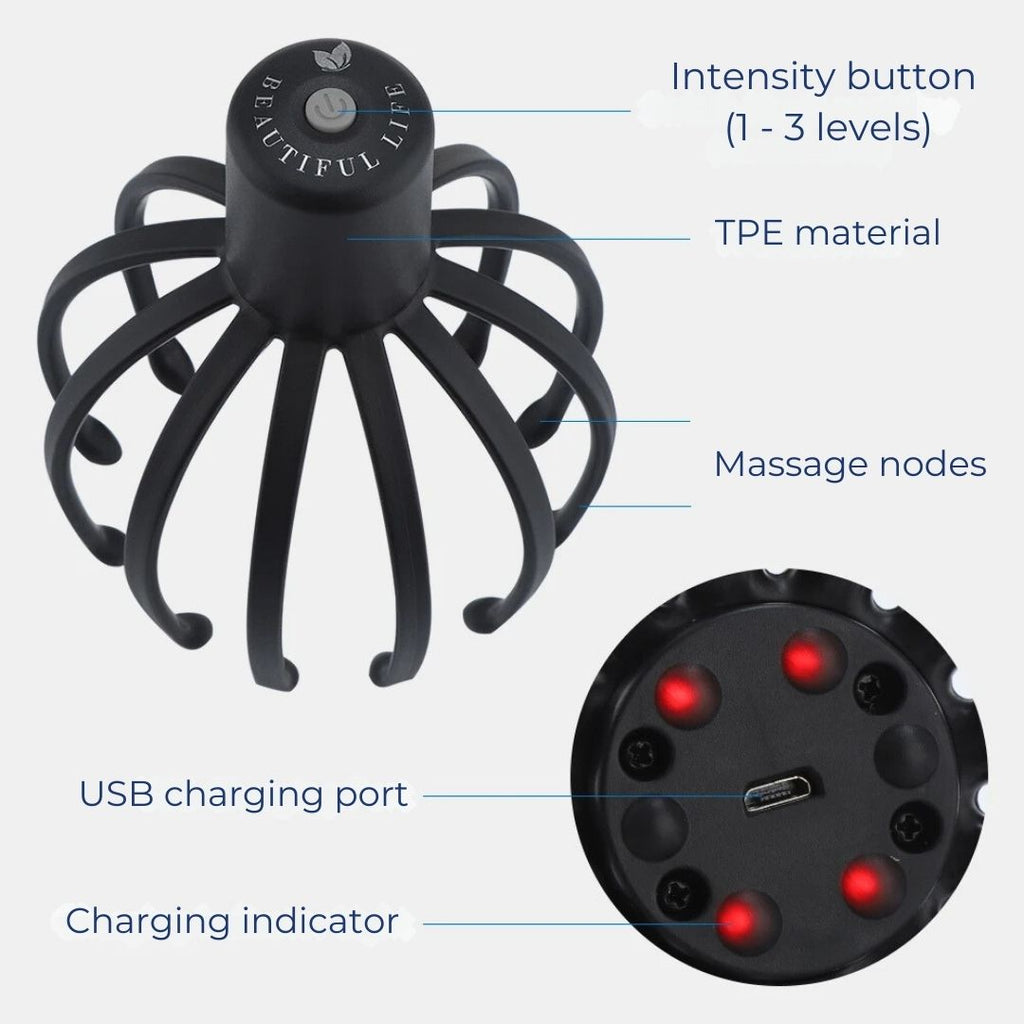 Smart Electric Octopus Head Massager Machine for Scalp Massage, Stress Relief, Improved Sleep & Multi-Directional Vibration