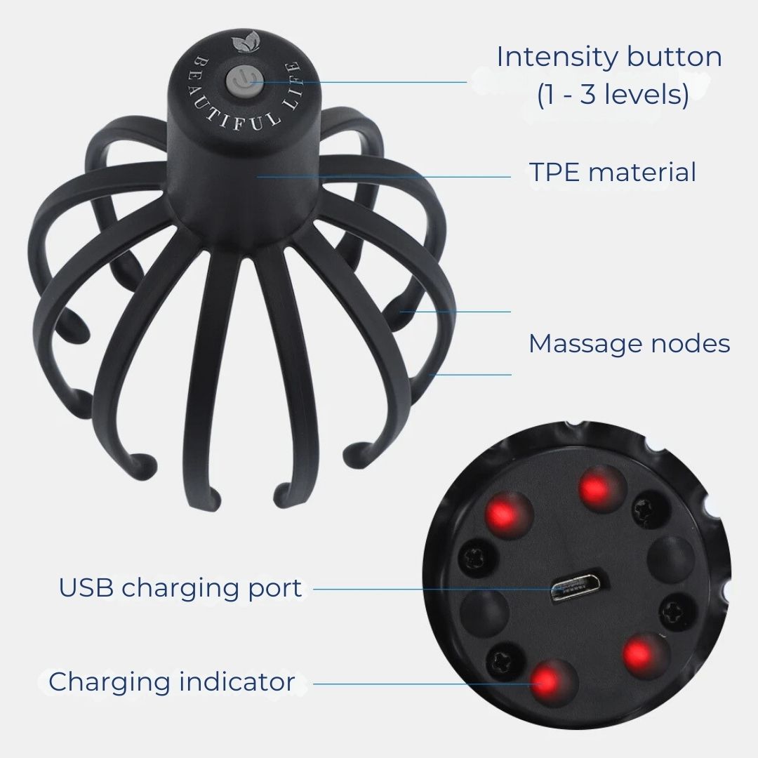 Smart Electric Octopus Head Massager Machine for Scalp Massage, Stress Relief, Improved Sleep & Multi-Directional Vibration