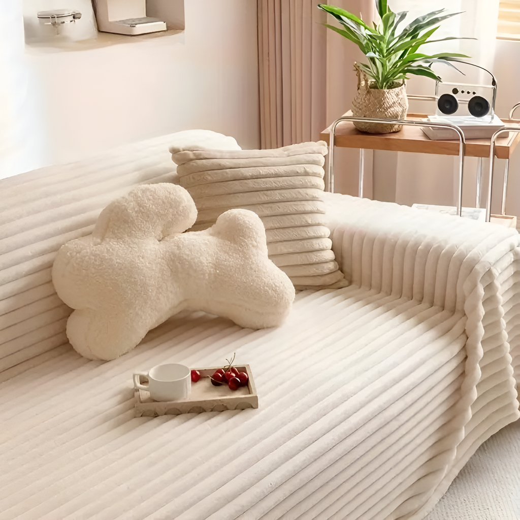 Plush Striped Warm Sofa Cover