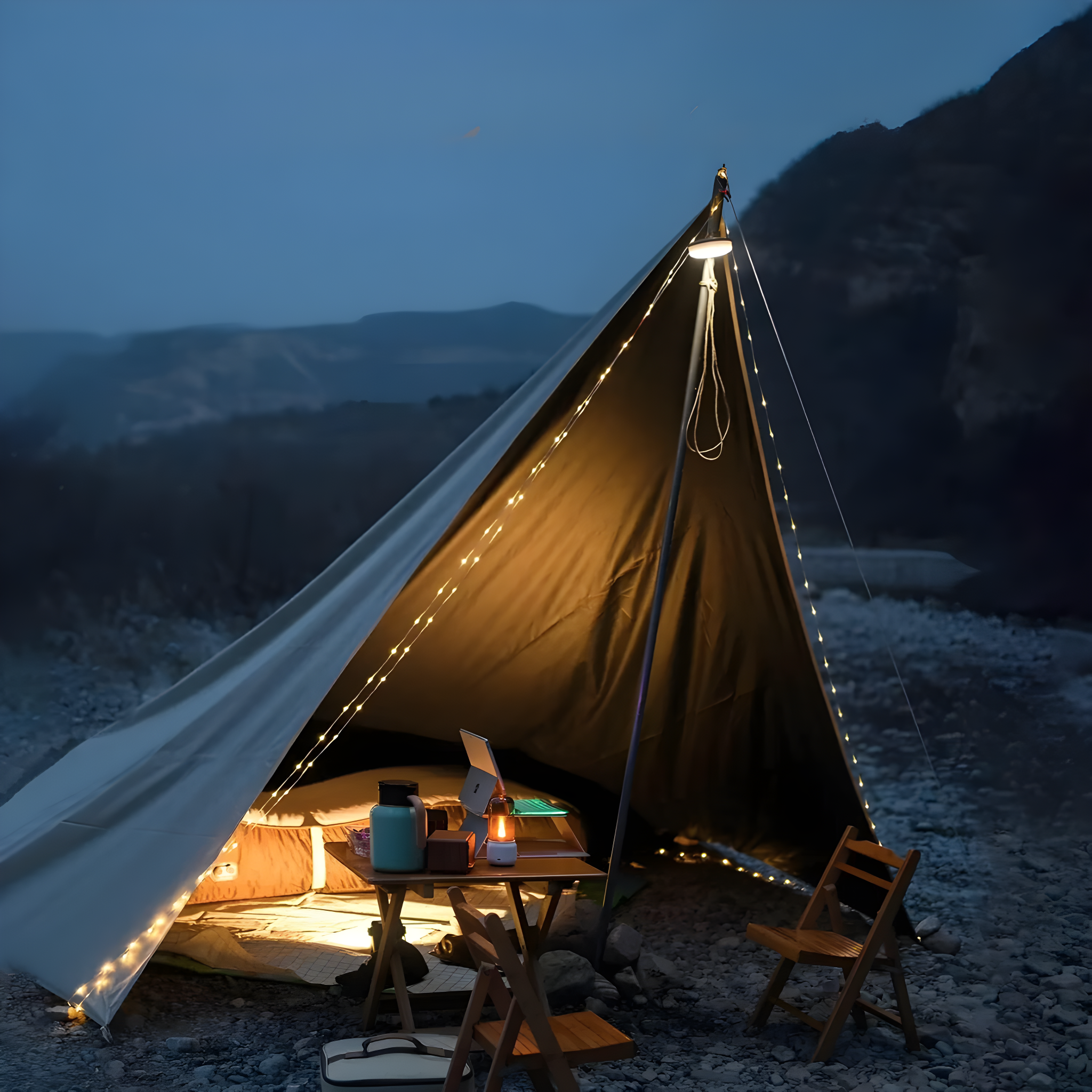 CampBeam LED Outdoor String Lights – Rechargeable Waterproof Lights with Magnetic Hooks & 5 Lighting Modes