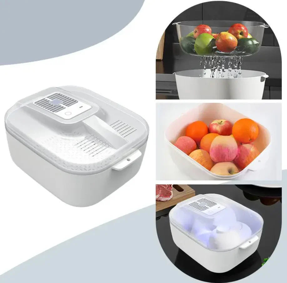 Multifunctional Fruit and Vegetable Cleaning Box – Automatic Cleaner with Draining Basket & Storage Lid