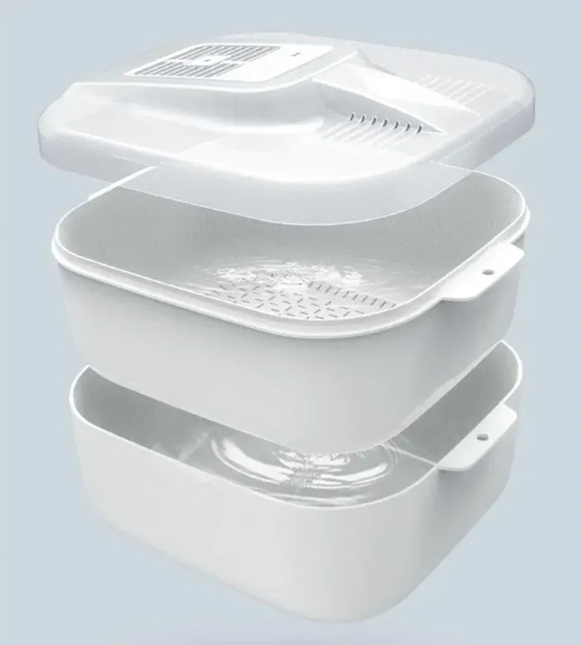 Multifunctional Fruit and Vegetable Cleaning Box – Automatic Cleaner with Draining Basket & Storage Lid
