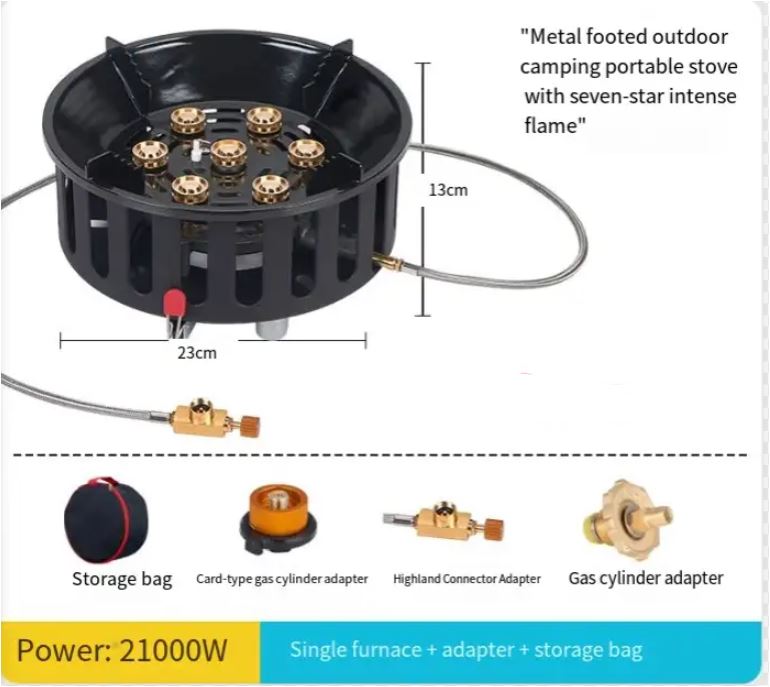 7-Core Portable Camping Gas Stove with Electronic Ignition – Kael