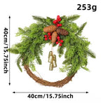Handmade Bohemian Winter Wreath | Bells, Pinecones & Berries | 43 cm | Indoor/Outdoor