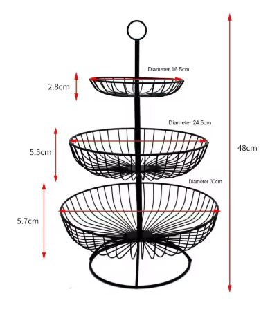 Luxury 3-Tier Vegetable and Fruit Rack in Gold and Black