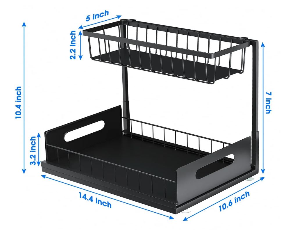 2-Tier Under Sink Sliding Cabinet Organiser – Arlo