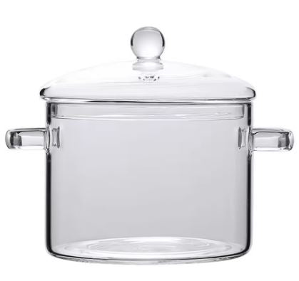 Glass heat-resistant cooking pot