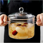 Glass heat-resistant cooking pot