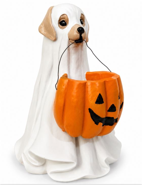 Pumpkin Puppy Resin Garden Decor