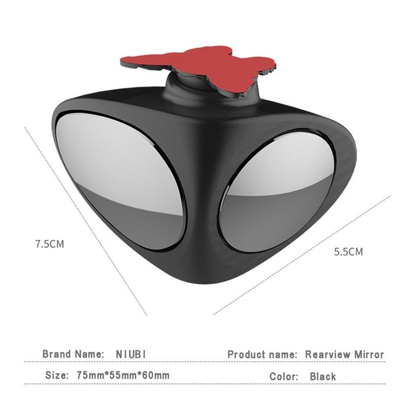 Car Mirror Large Vision Rear View Auxiliary Reversal Blind Zone Wide Angle Mirror360 Rotation Adjustable Dual Lens Coach Mirror