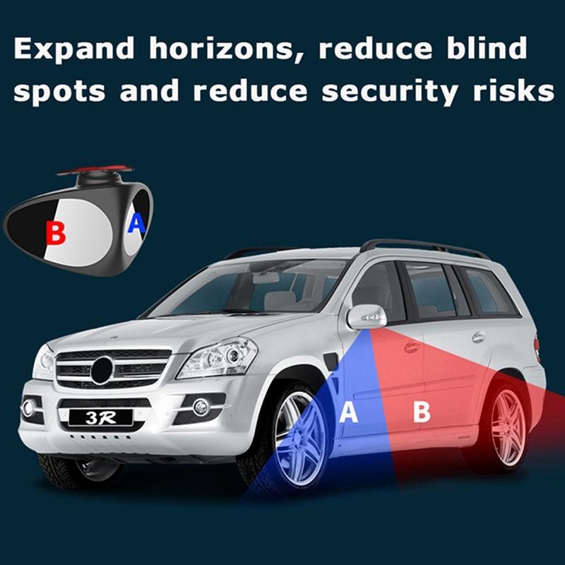Car Mirror Large Vision Rear View Auxiliary Reversal Blind Zone Wide Angle Mirror360 Rotation Adjustable Dual Lens Coach Mirror