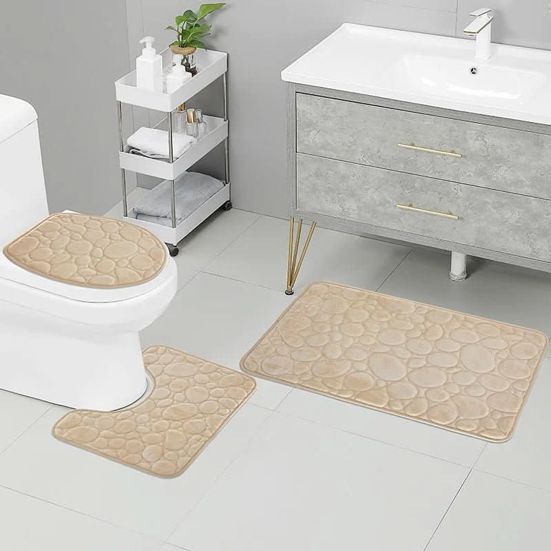 3-piece bathroom mat set with non-slip comfort