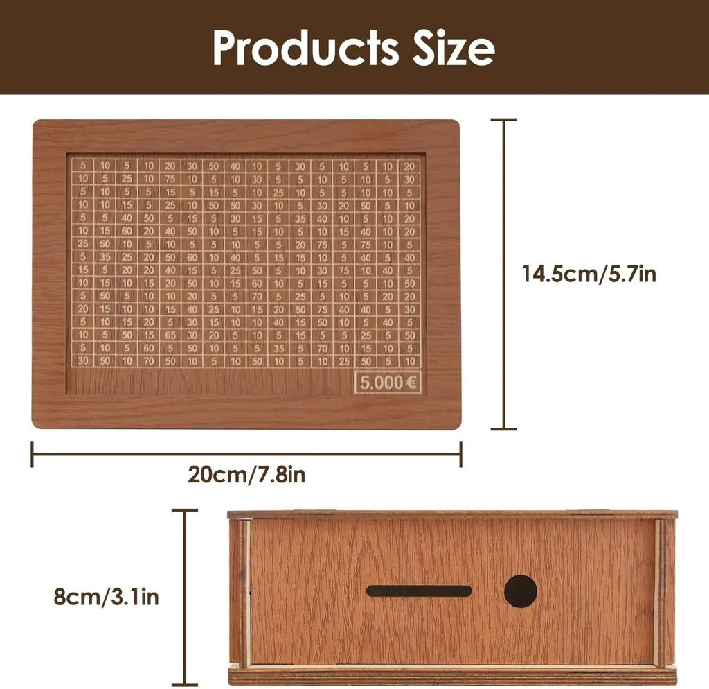 CashBox Cash box made of wood – With marking for each inserted banknote