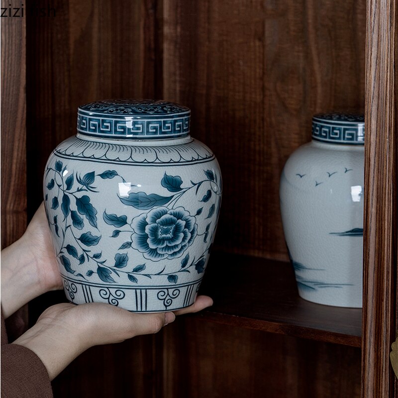 Ceramic airtight container tea box tea can moisture-protected storage tank tea container storage bottle tea organizer jar tea cans