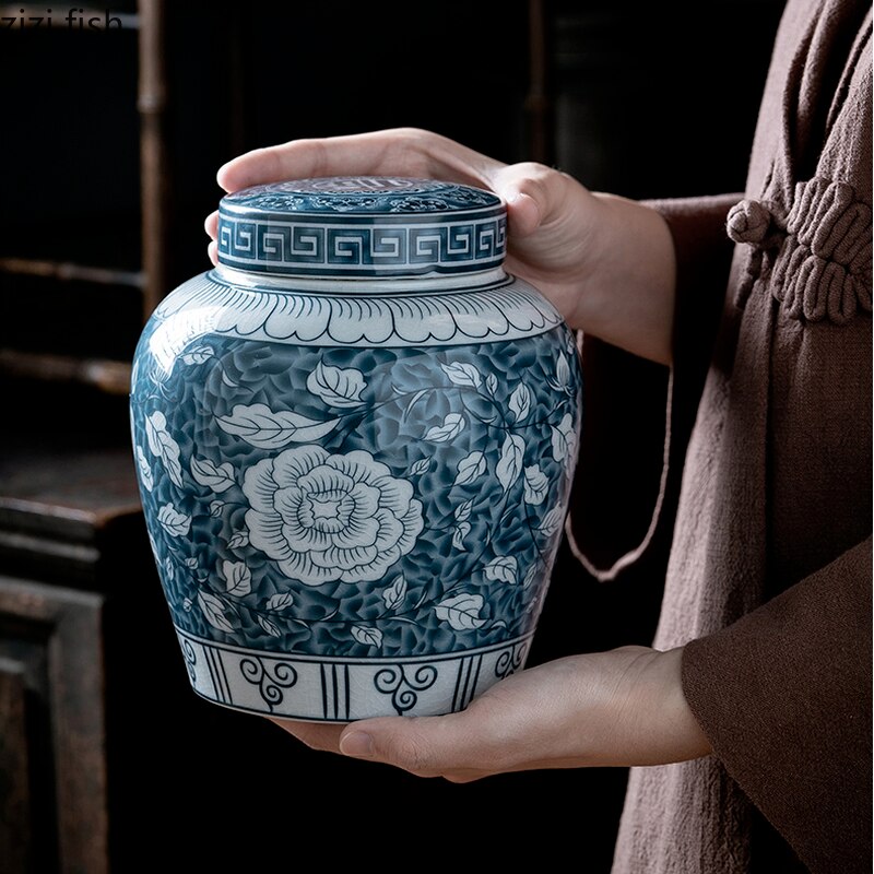 Ceramic airtight container tea box tea can moisture-protected storage tank tea container storage bottle tea organizer jar tea cans