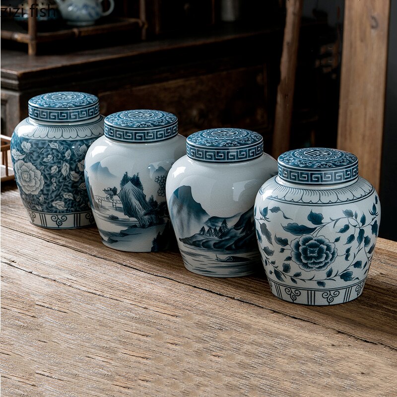Ceramic airtight container tea box tea can moisture-protected storage tank tea container storage bottle tea organizer jar tea cans