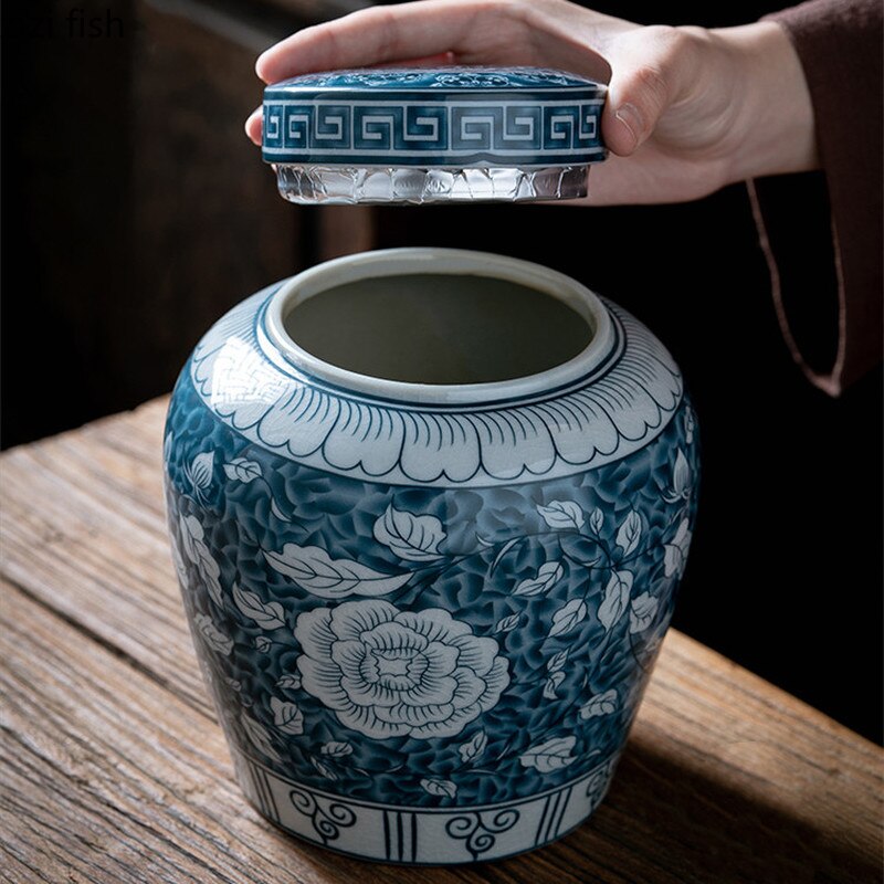 Ceramic airtight container tea box tea can moisture-protected storage tank tea container storage bottle tea organizer jar tea cans
