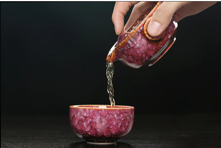 Ceramic Gaiwan Set kuai ke Tea Set Camping Kung Fu Tea Set 1 Teapot 1 Cup Travel Teapot Coffee Cup Water Mug Office Kettle Drinking Utensils
