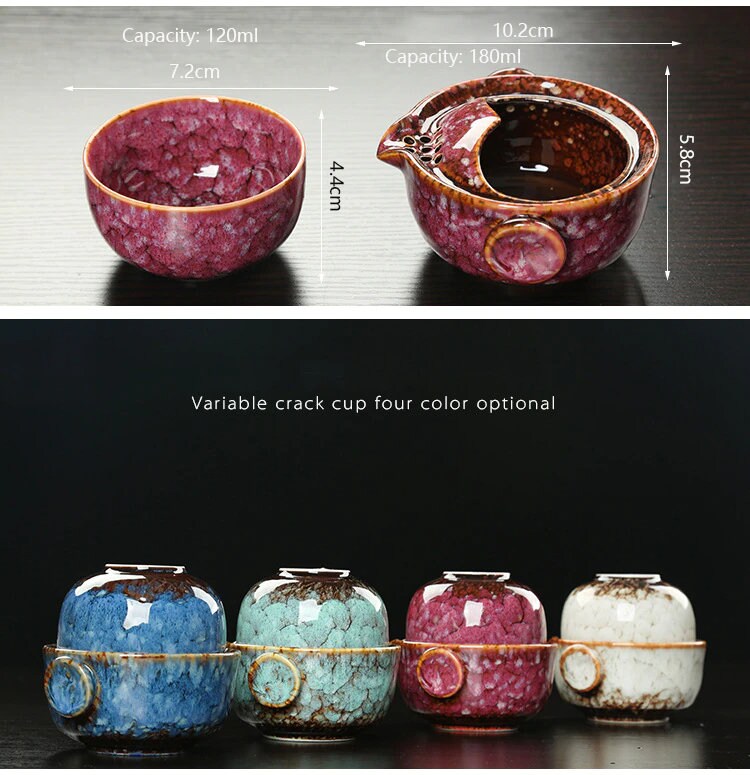 Ceramic Gaiwan Set kuai ke Tea Set Camping Kung Fu Tea Set 1 Teapot 1 Cup Travel Teapot Coffee Cup Water Mug Office Kettle Drinking Utensils
