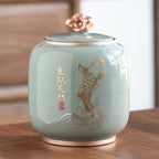Ceramic Teapot Tea Cajon Tea Box Storage Tea Container Moisture-Proof Sealed Tank Storage Tank Candy Jar Storage Box