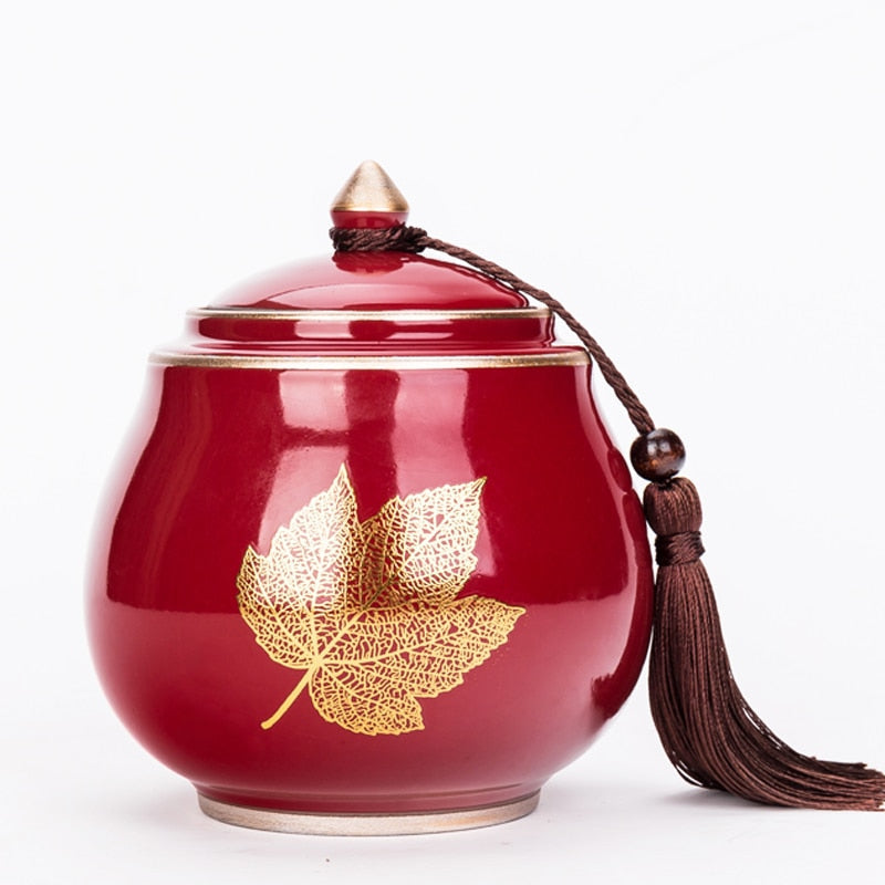 Ceramic Teapot Tea Cajon Tea Box Storage Tea Container Moisture-Proof Sealed Tank Storage Tank Candy Jar Storage Box