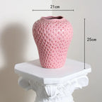 Ceramic vase in strawberry design, decorative flower vase for living room and kitchen