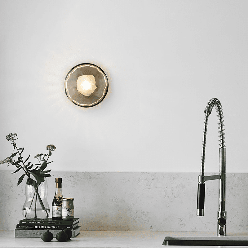 Round Glass Wall Lamp in Scandinavian Design