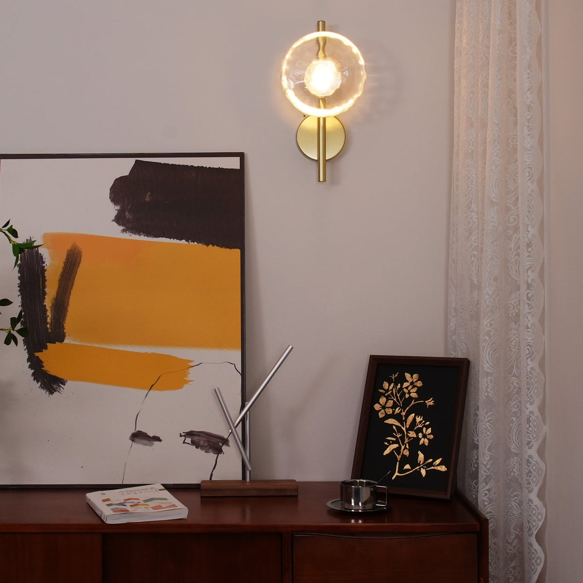 Round Glass Wall Lamp in Scandinavian Design