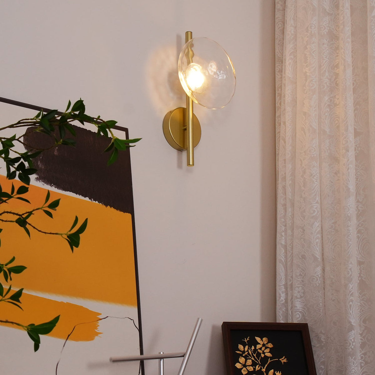 Round Glass Wall Lamp in Scandinavian Design