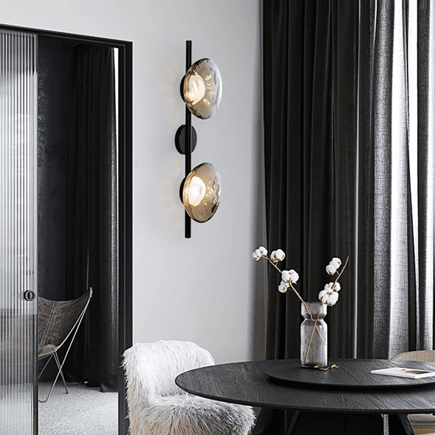 Round Glass Wall Lamp in Scandinavian Design