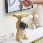 Charming Dog Statue made of Resin with Tray for Keys & Small Items