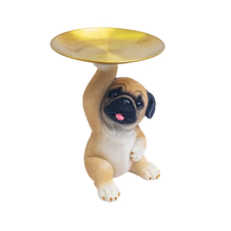 Charming Dog Statue made of Resin with Tray for Keys & Small Items
