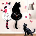 Charming Cat Wall Clock with Swinging Tail
