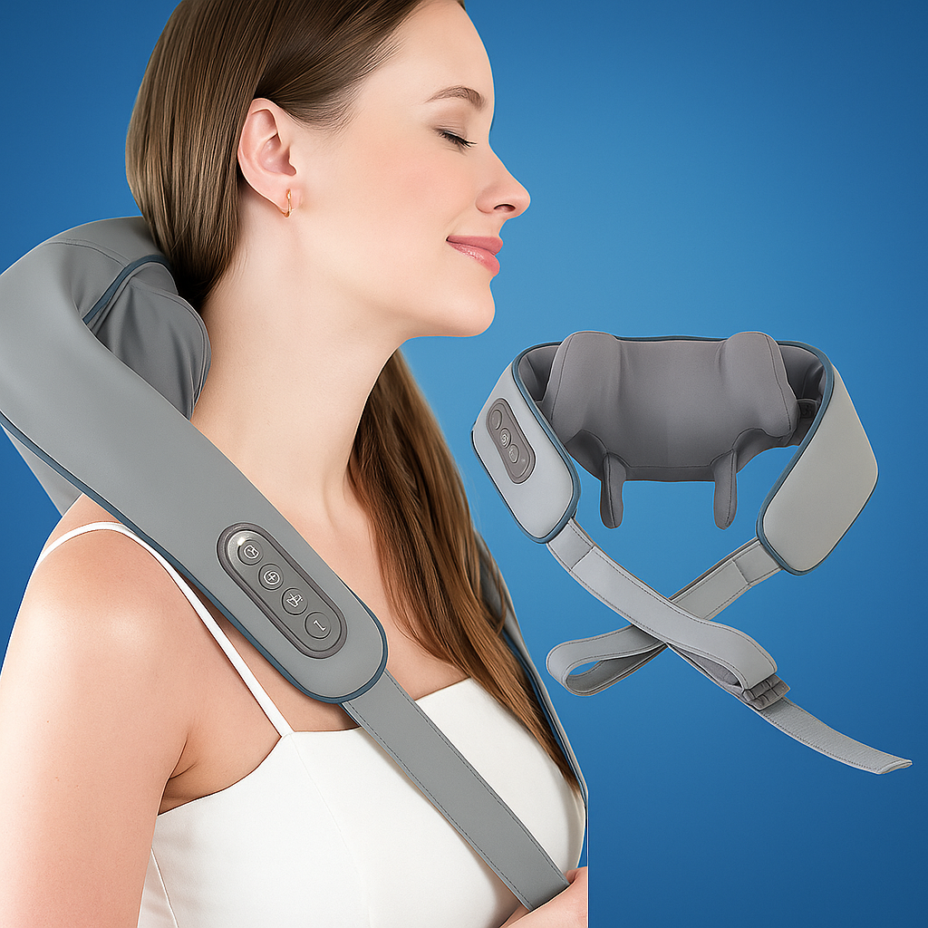 RelaxaPro | Shiatsu Neck Massager – Heated Relief – Cordless Design – Ideal for Office & Home Use