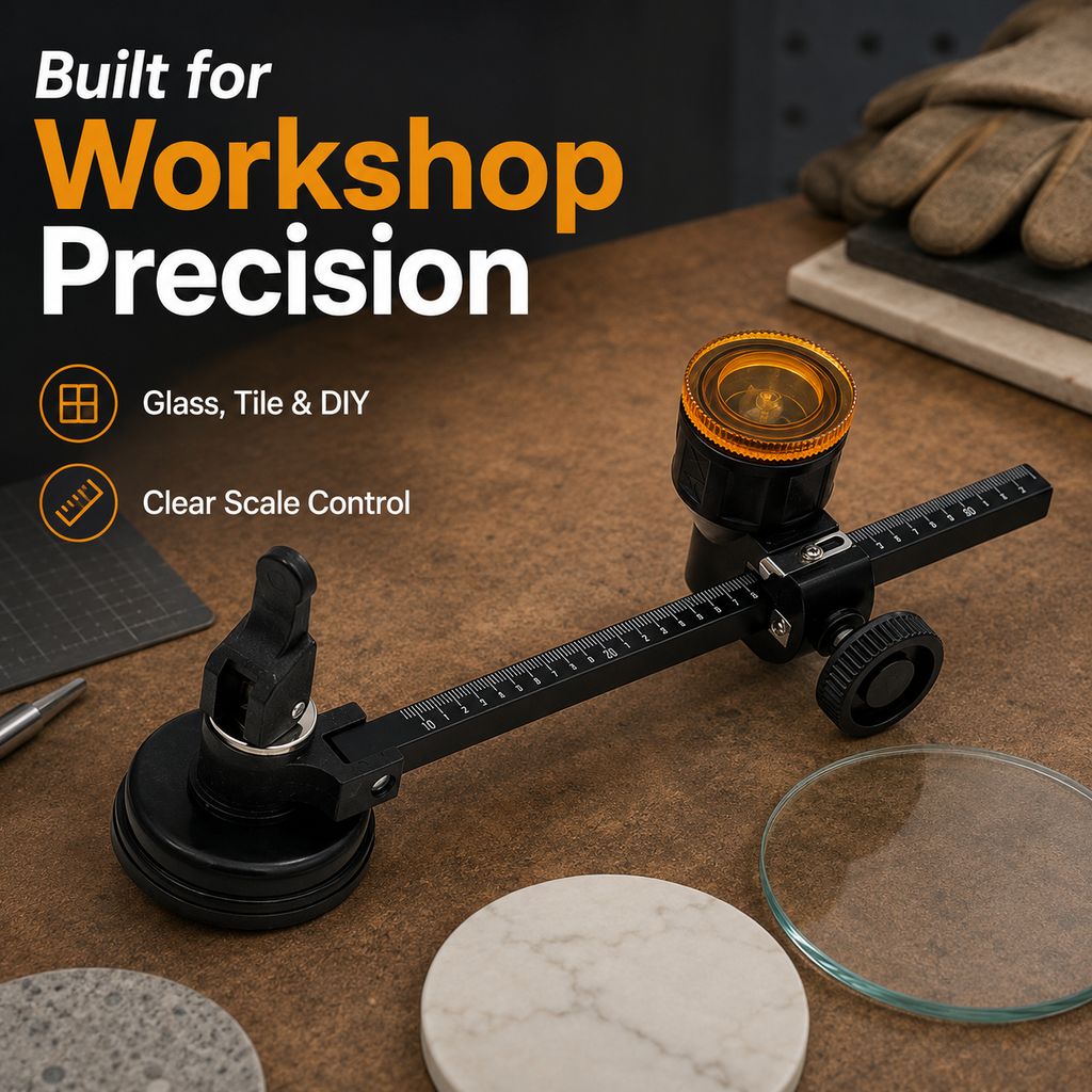 Glass Circle Cutter Tool for Tiles and Ceramics with Adjustable Features