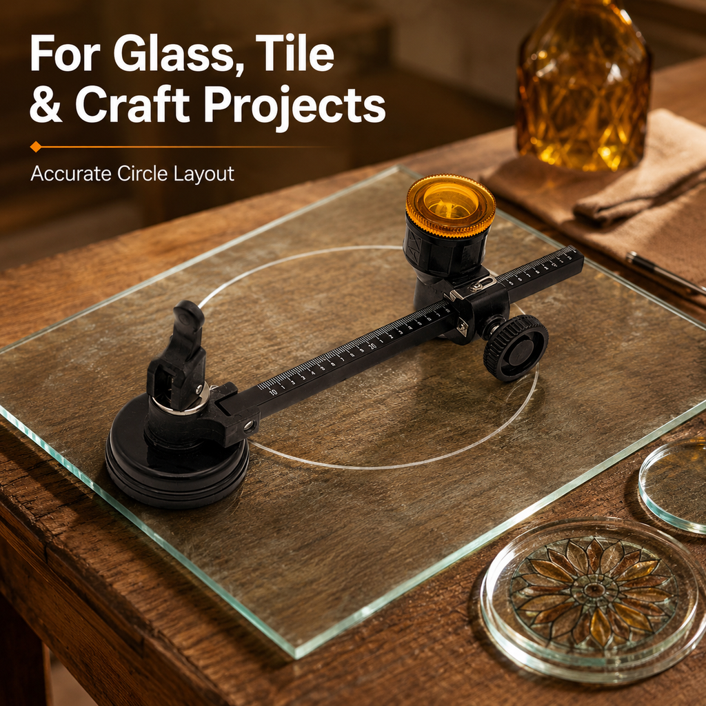 Glass Circle Cutter Tool for Tiles and Ceramics with Adjustable Features