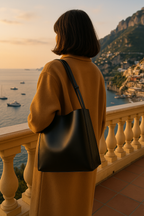 Ladies Shoulder Bag Black One Size Vegan Leather