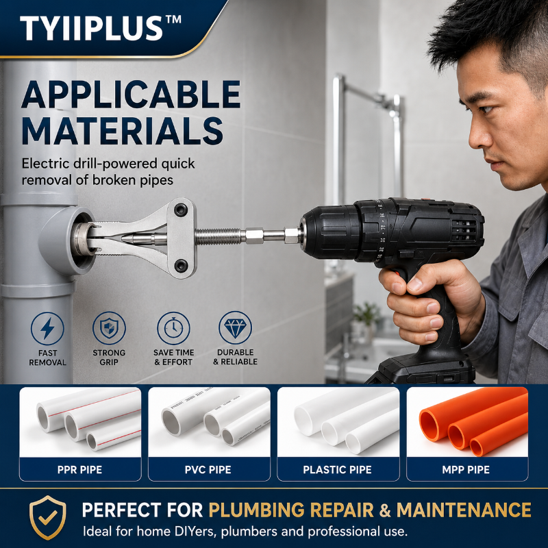 Drill-Powered Broken Pipe Thread Extractor – Universal 1/2", 3/4" & 1" Broken Pipe Nipple Remover Tool
