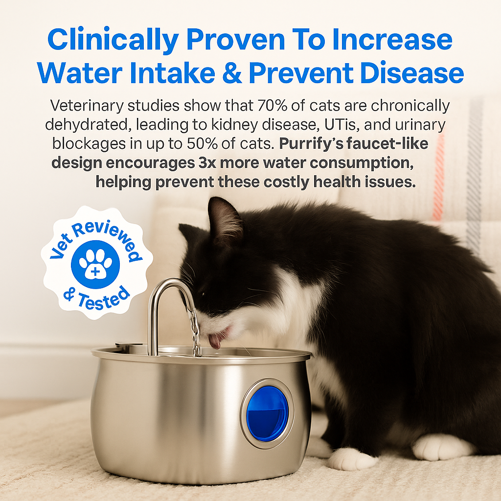 Felindra Cat Drinking Fountain Made of Stainless Steel | Flowing Water for Better Hydration | Quiet & Hygienic | 2.5 L Capacity