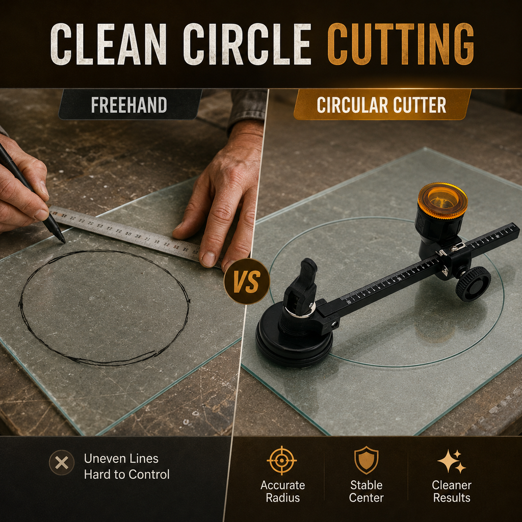 Glass Circle Cutter Tool for Tiles and Ceramics with Adjustable Features