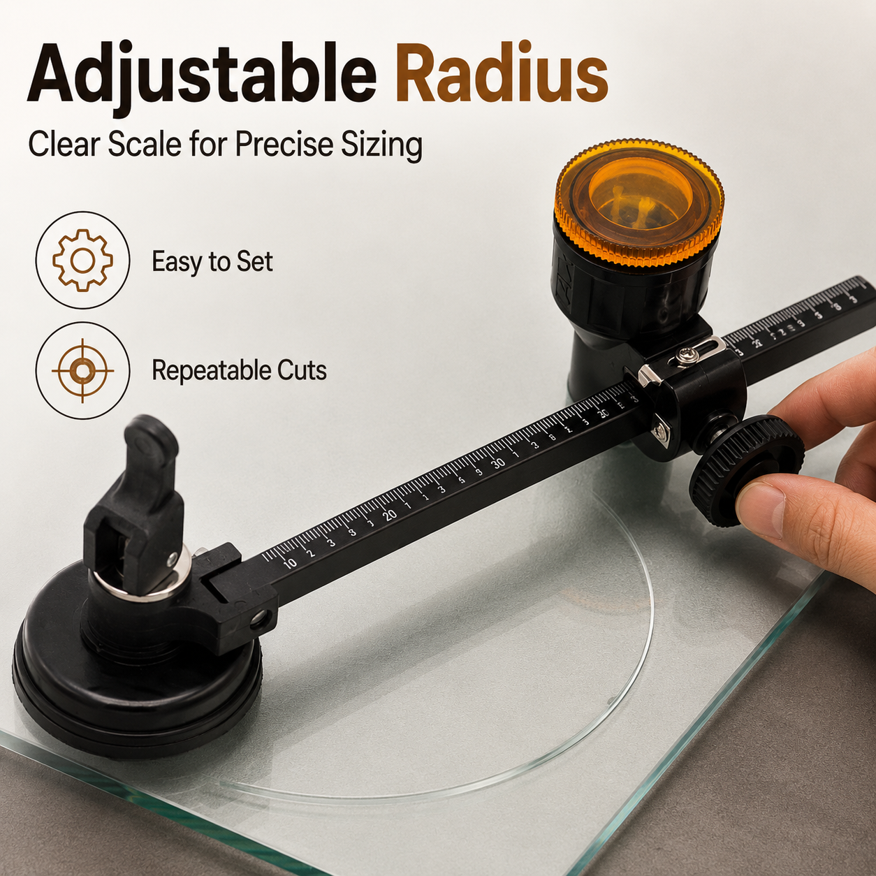 Glass Circle Cutter Tool for Tiles and Ceramics with Adjustable Features