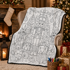 DIY Christmas Drawing Blanket with 24-Color Paint Markers – Customizable Plush Coloring Blanket