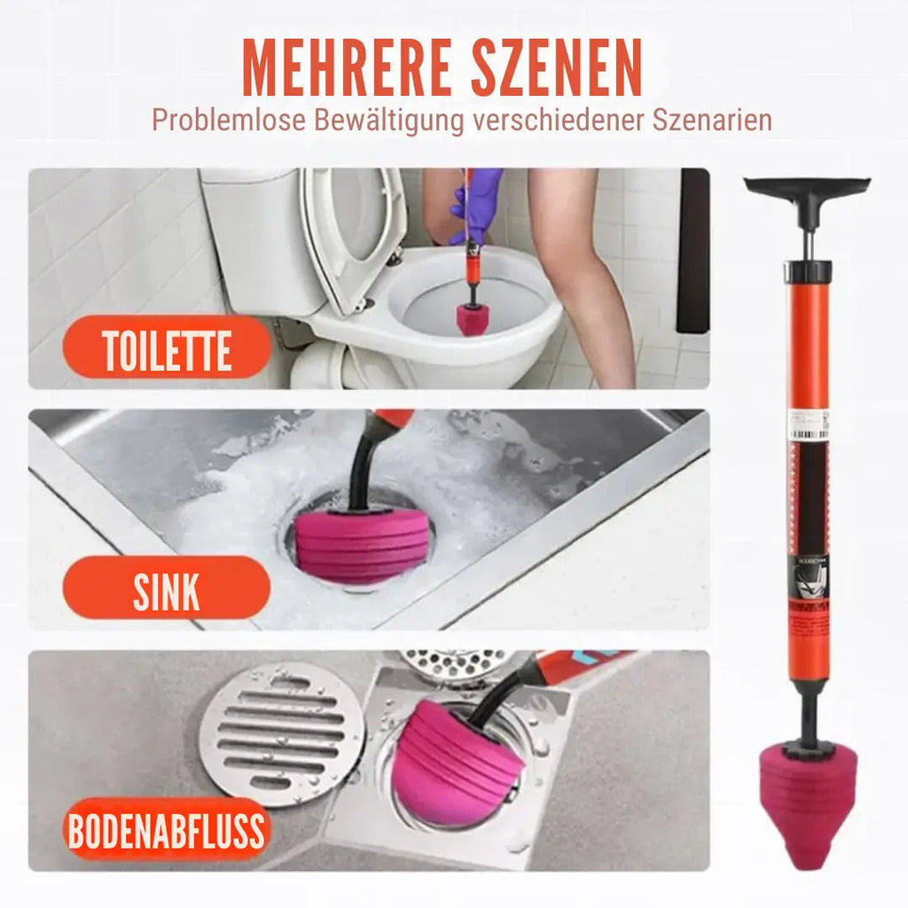 Chemical-free high-pressure drain cleaner with ergonomic handle