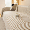 Striped Chenille Sofa Cover with Tassels and Non-Slip Fit
