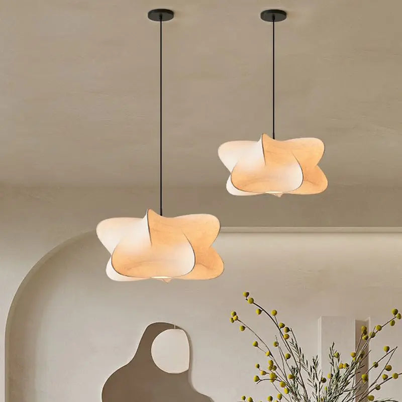 Japanese Silk Pendant Lamp in Wabi Sabi Style - Sana