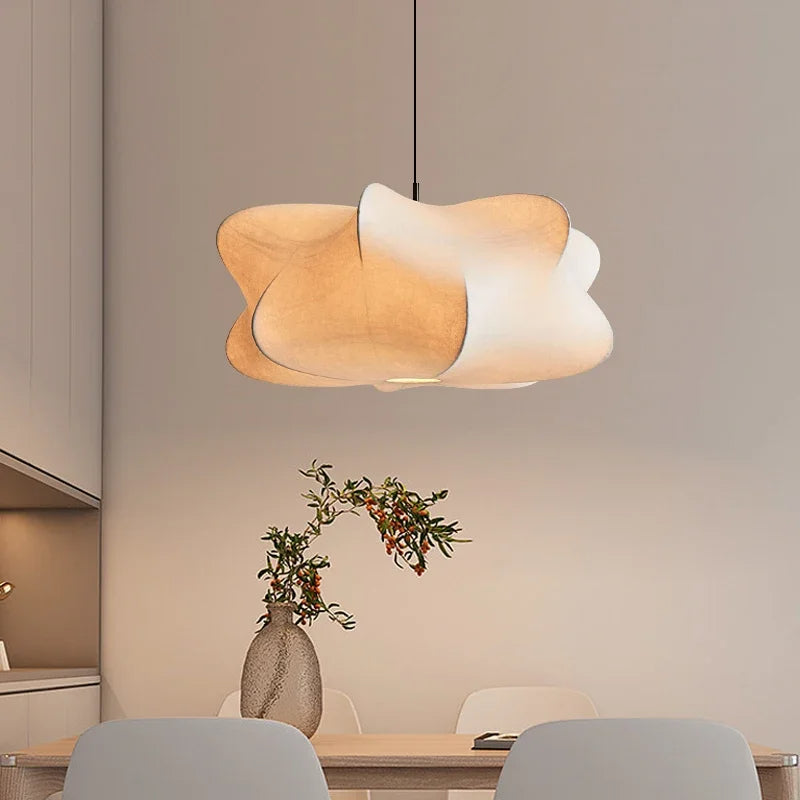 Japanese Silk Pendant Lamp in Wabi Sabi Style - Sana