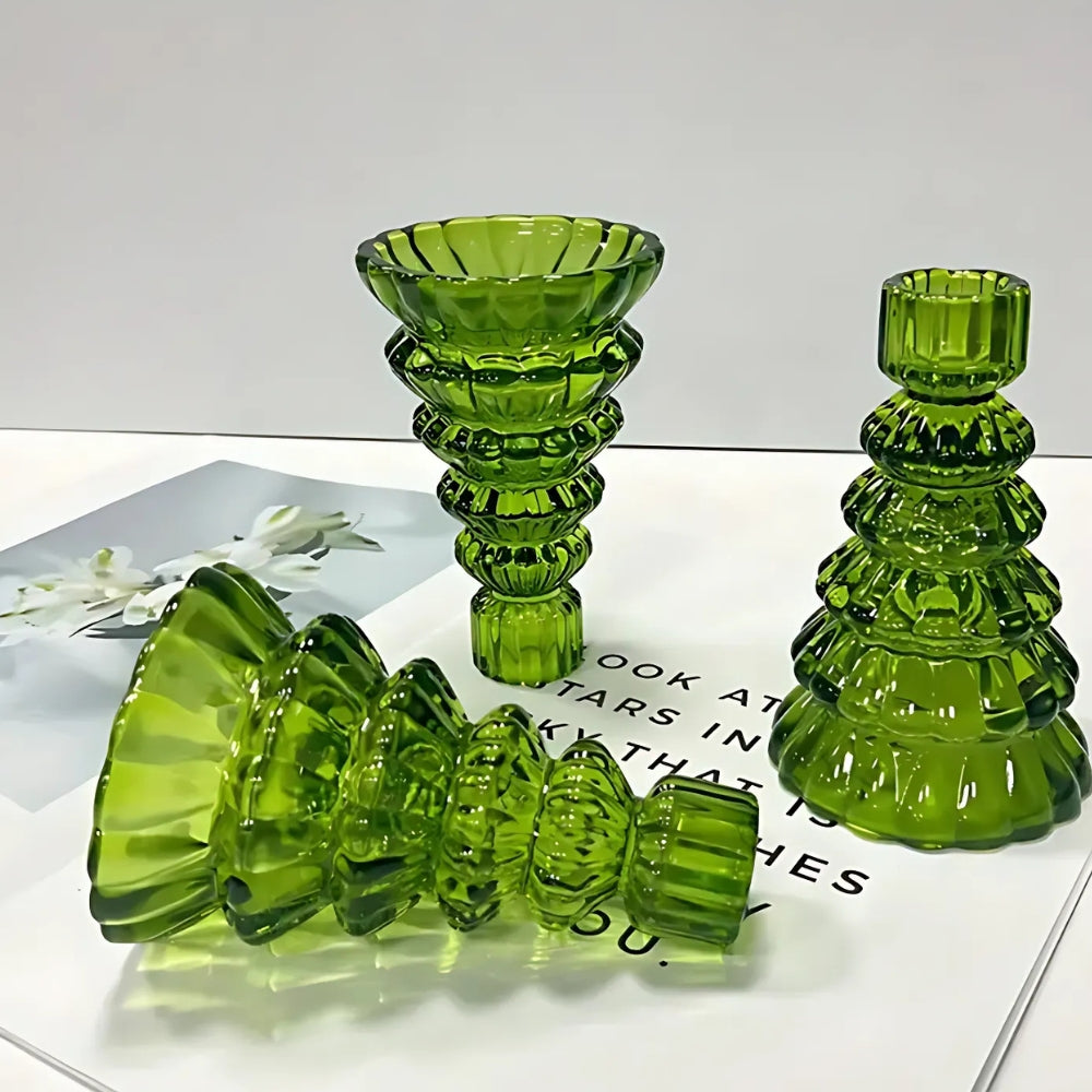 LumiTree Glass Candle Holder Set – 3-piece Tree-shaped Table Decoration