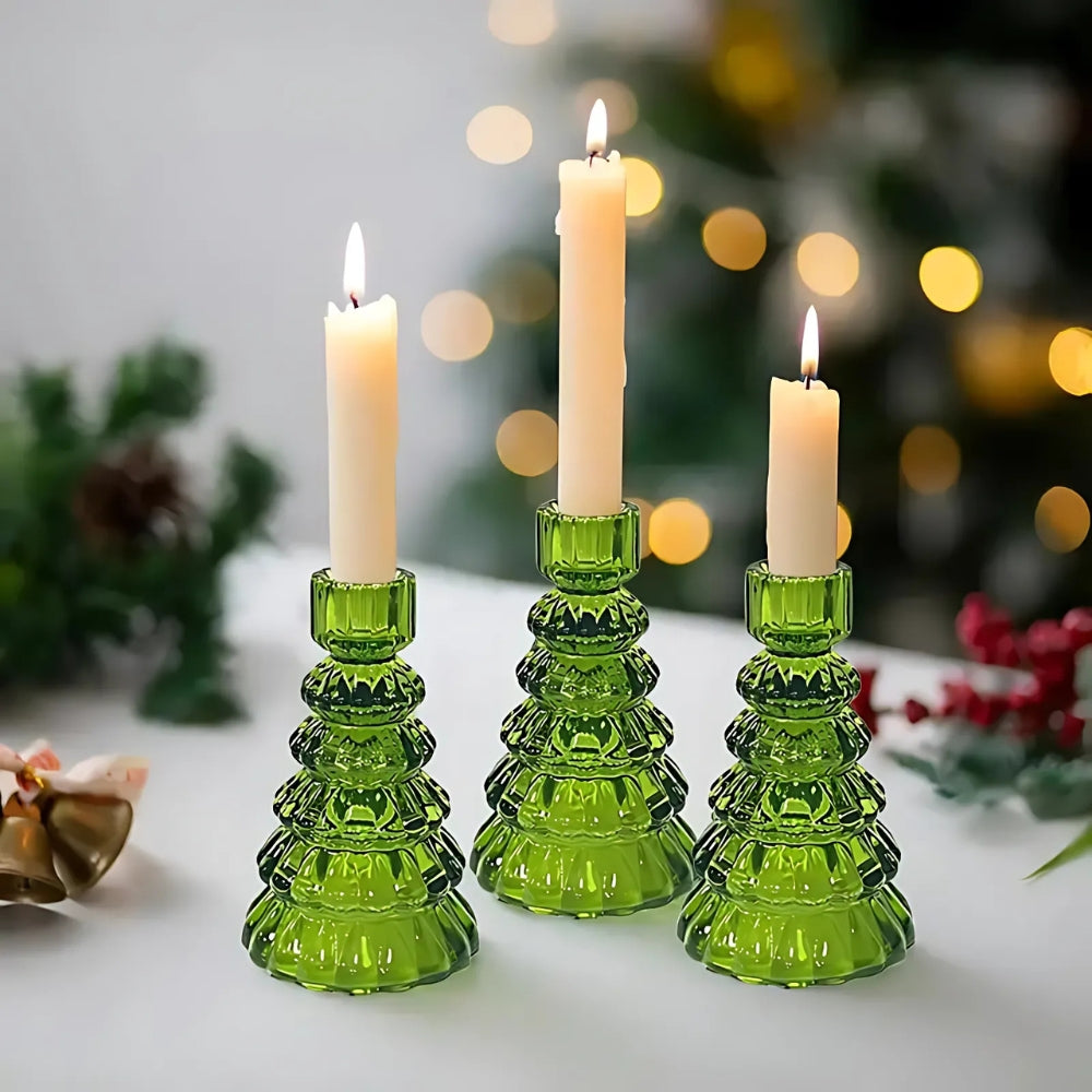 LumiTree Glass Candle Holder Set – 3-piece Tree-shaped Table Decoration
