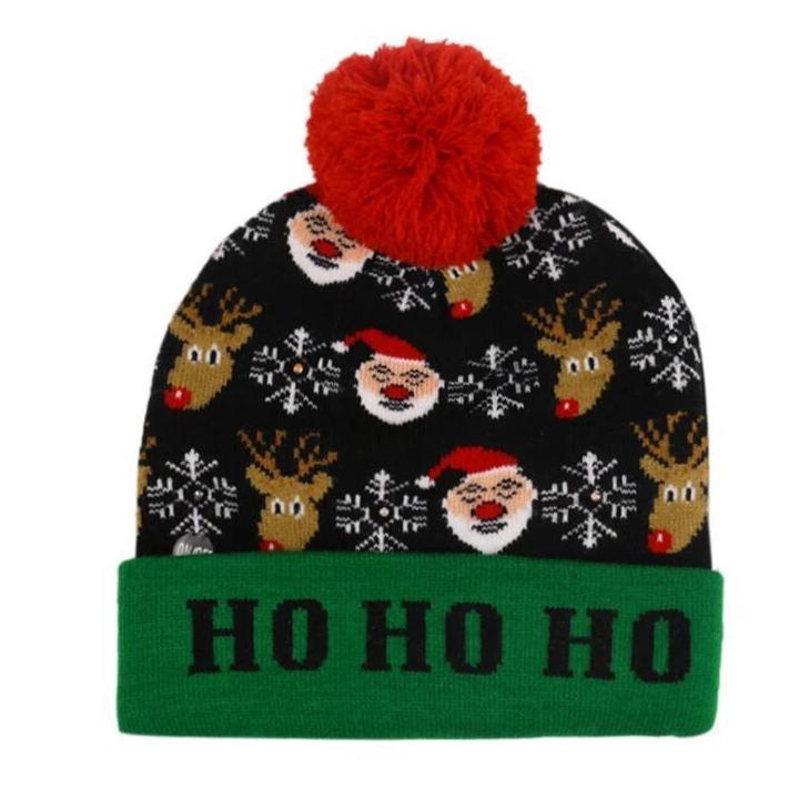🎅LED Christmas Knitted Hats Light up Xmas Beanie