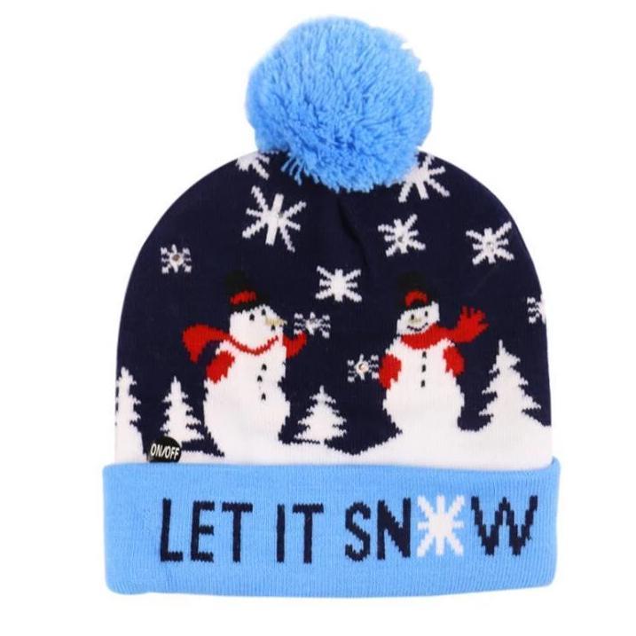 🎅LED Christmas Knitted Hats Light up Xmas Beanie